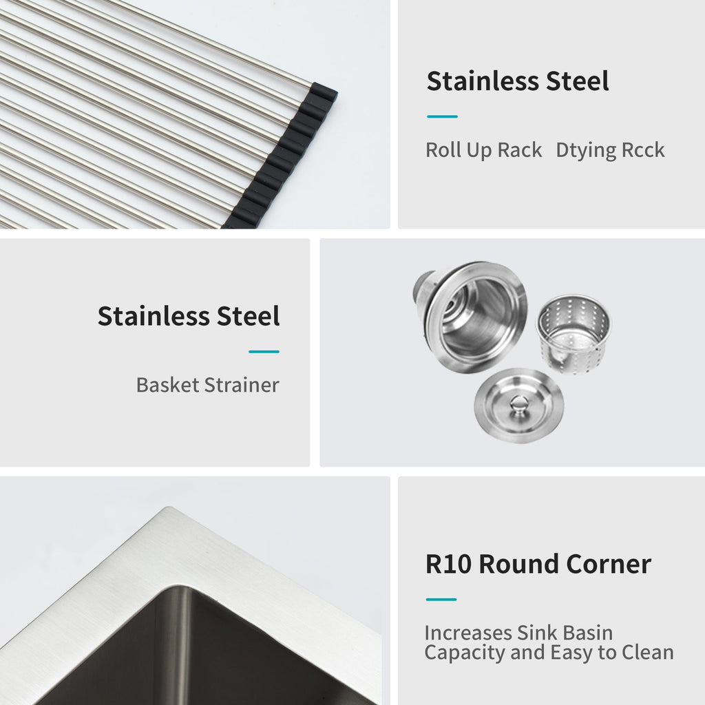 Undermount Kitchen Sink - 32"x18"x9" Stainless Steel