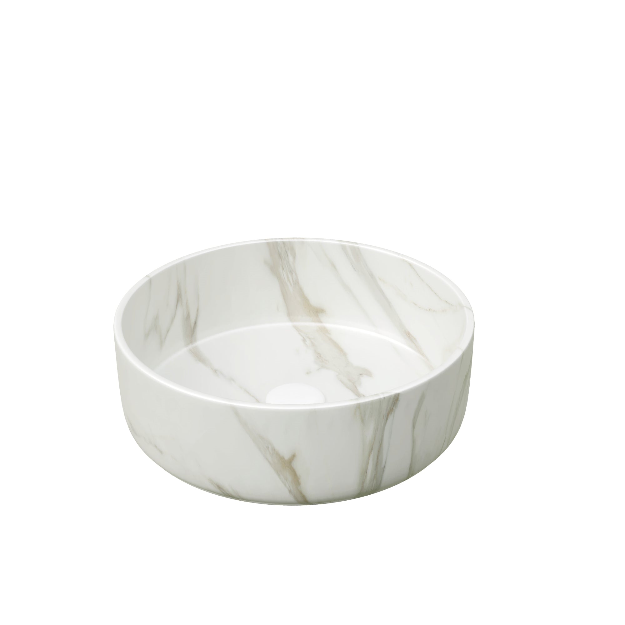 14" Round Vessel Ceramic Bathroom Sink with Stone Pattern