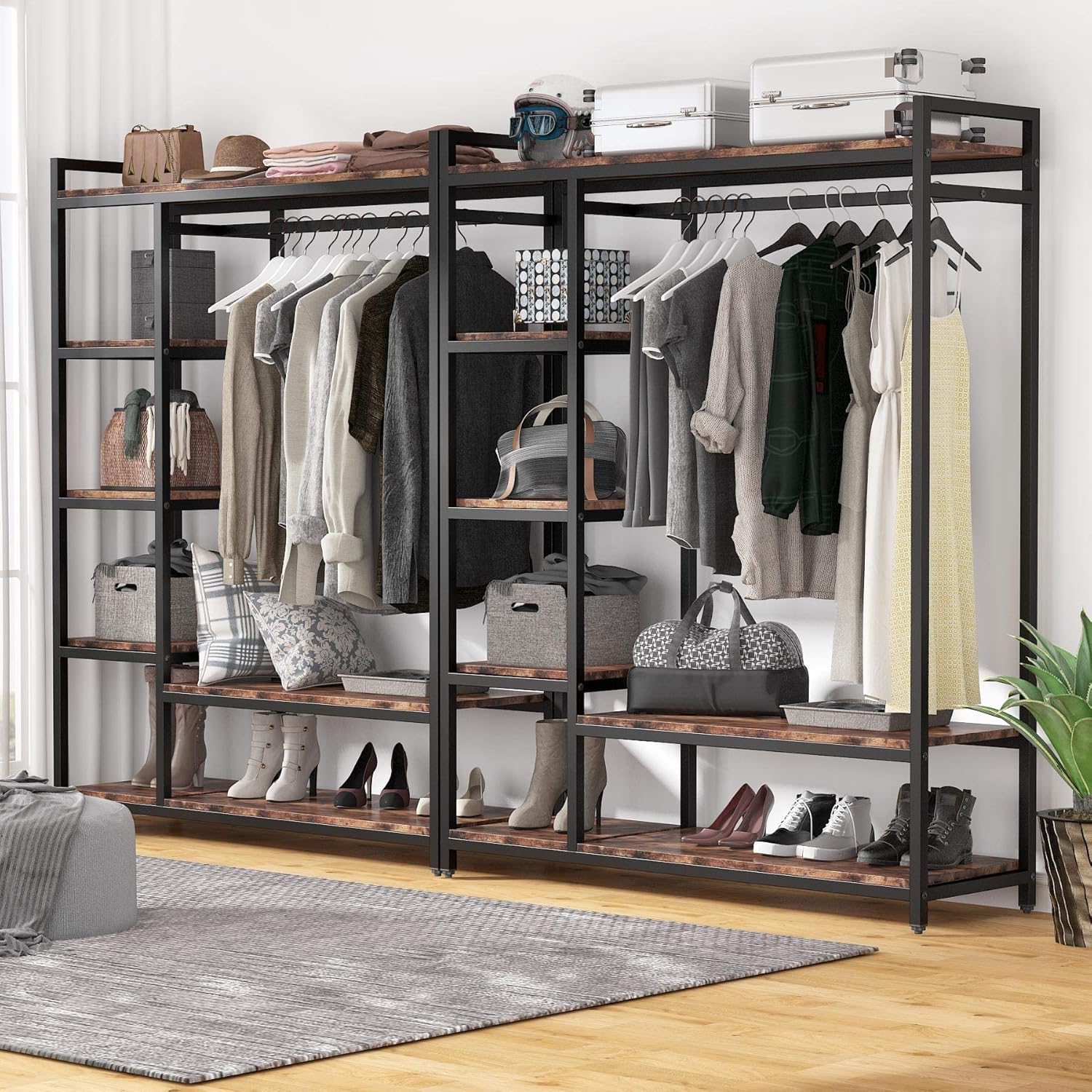 47.24" Rustic Brown Freestanding Closet Organizer