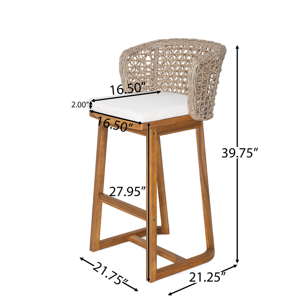 Outdoor Acacia Wood Bar Stools (Set of 2)