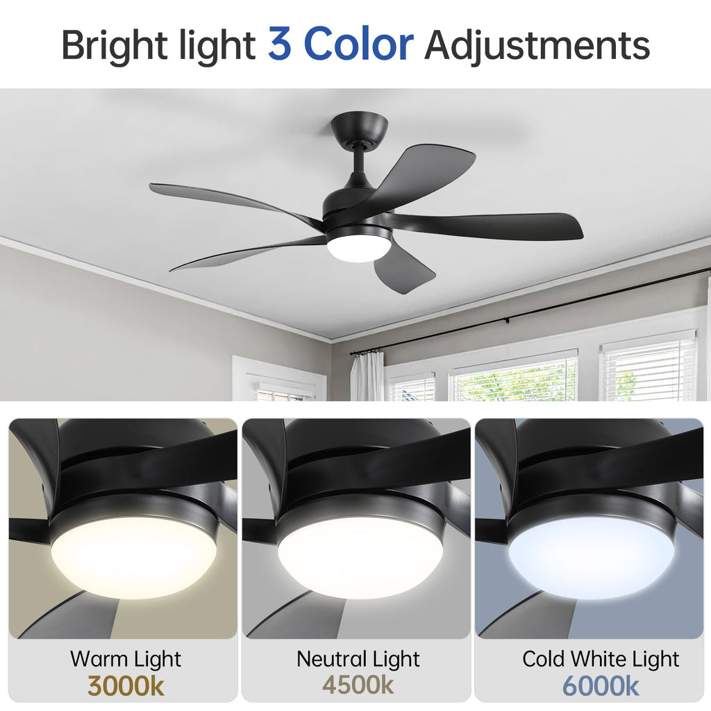 45 Inch Matte Ceiling Fan with LED Light