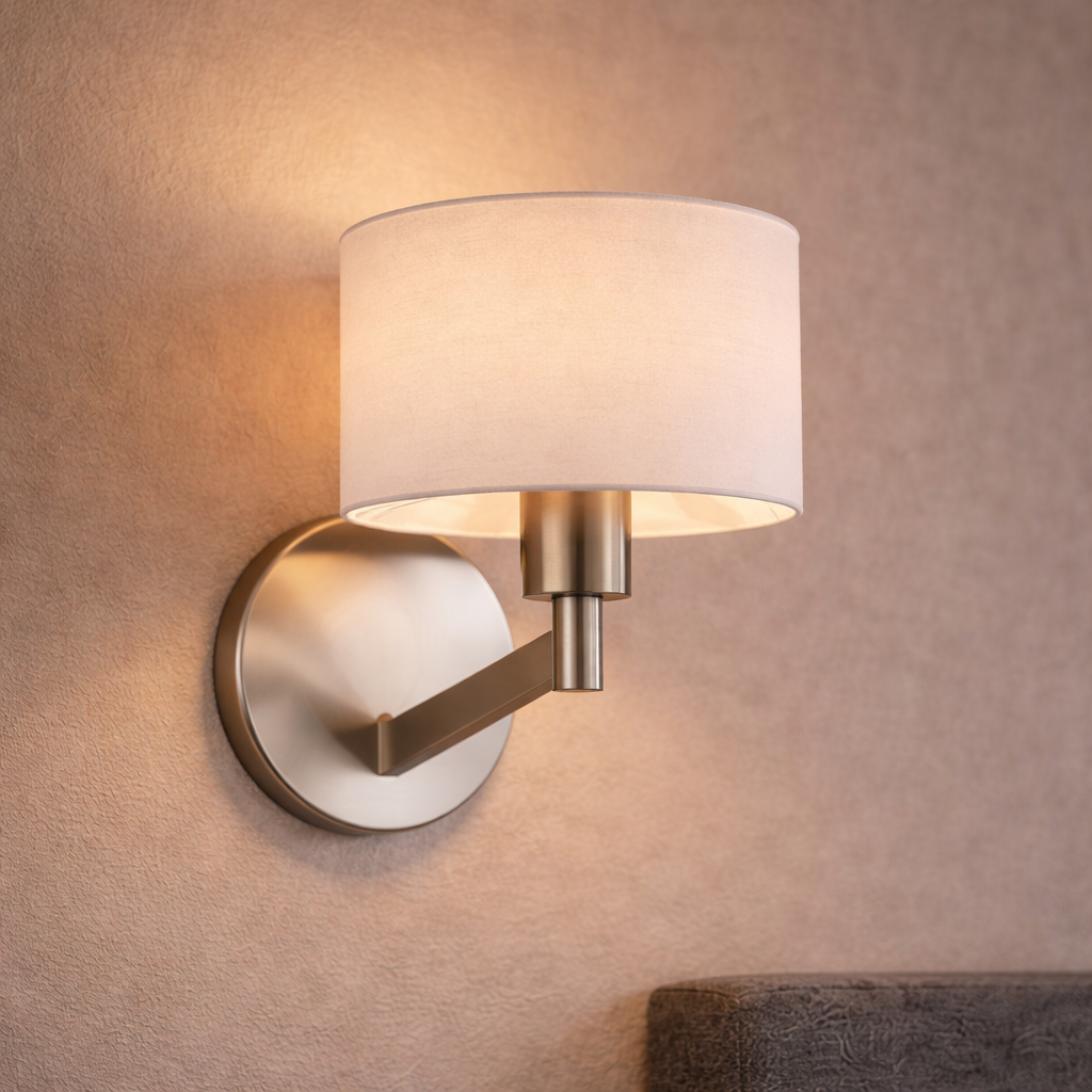 Nebula Brushed Nickel Base Wall Lamp with Rotary Switch