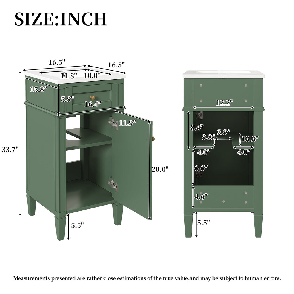 16-Inch Bathroom Vanity with Ceramic Sink