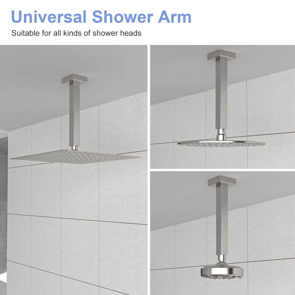 8" Ceiling Mounted Shower Arm with Flange in Brushed Nickel