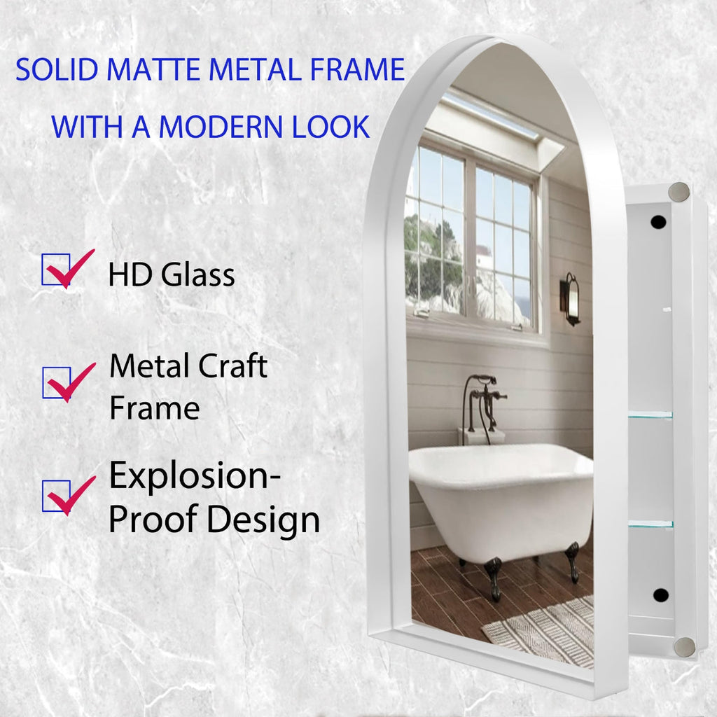 24x36 Inch Arched Recessed Medicine Cabinet