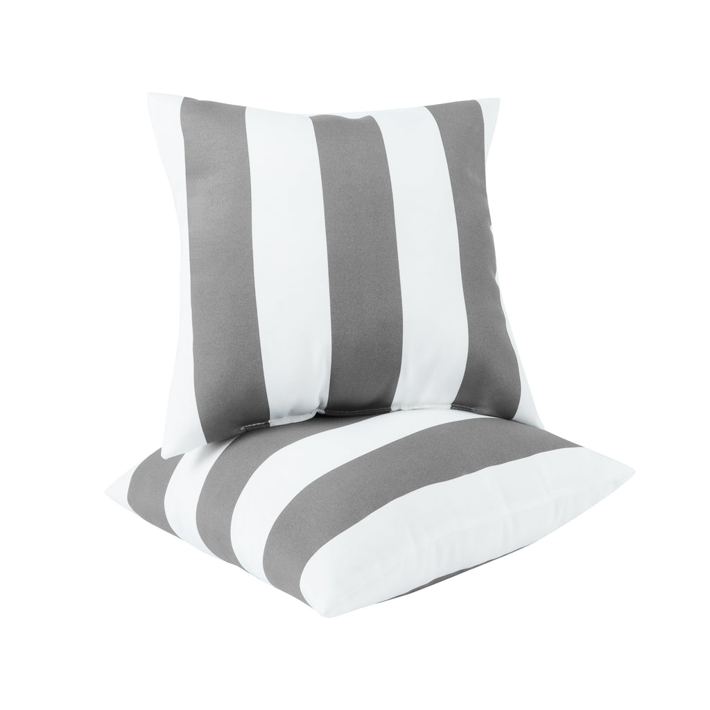 6 Pack Outdoor/Indoor Throw Pillows with Inserts - Gray/White Striped