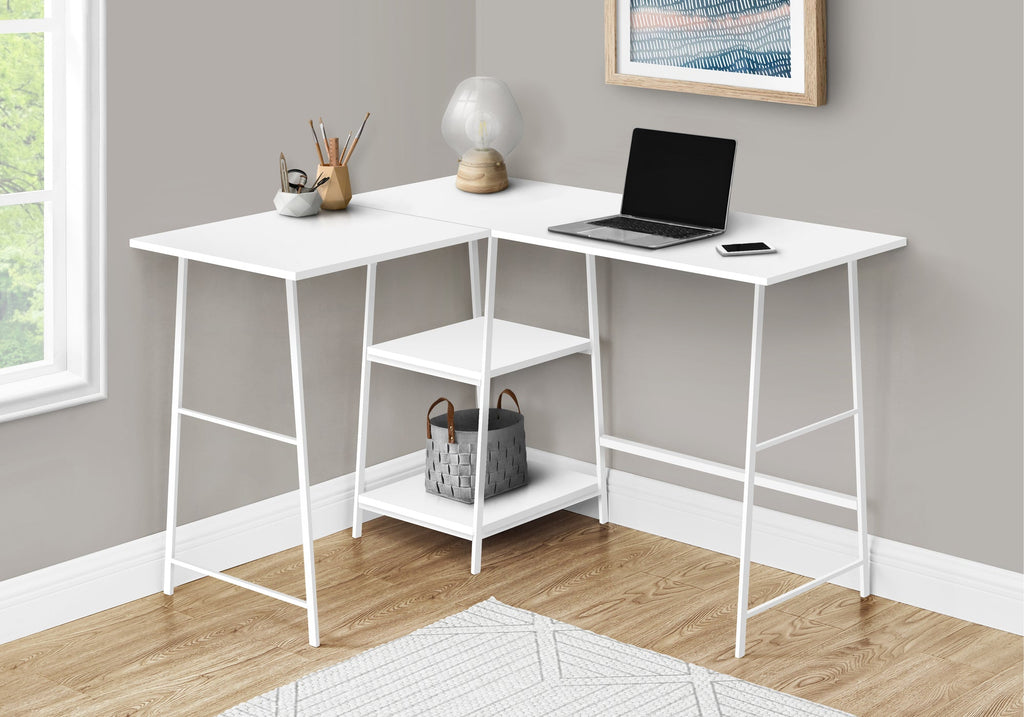 L Shape Computer Desk with Storage Shelves