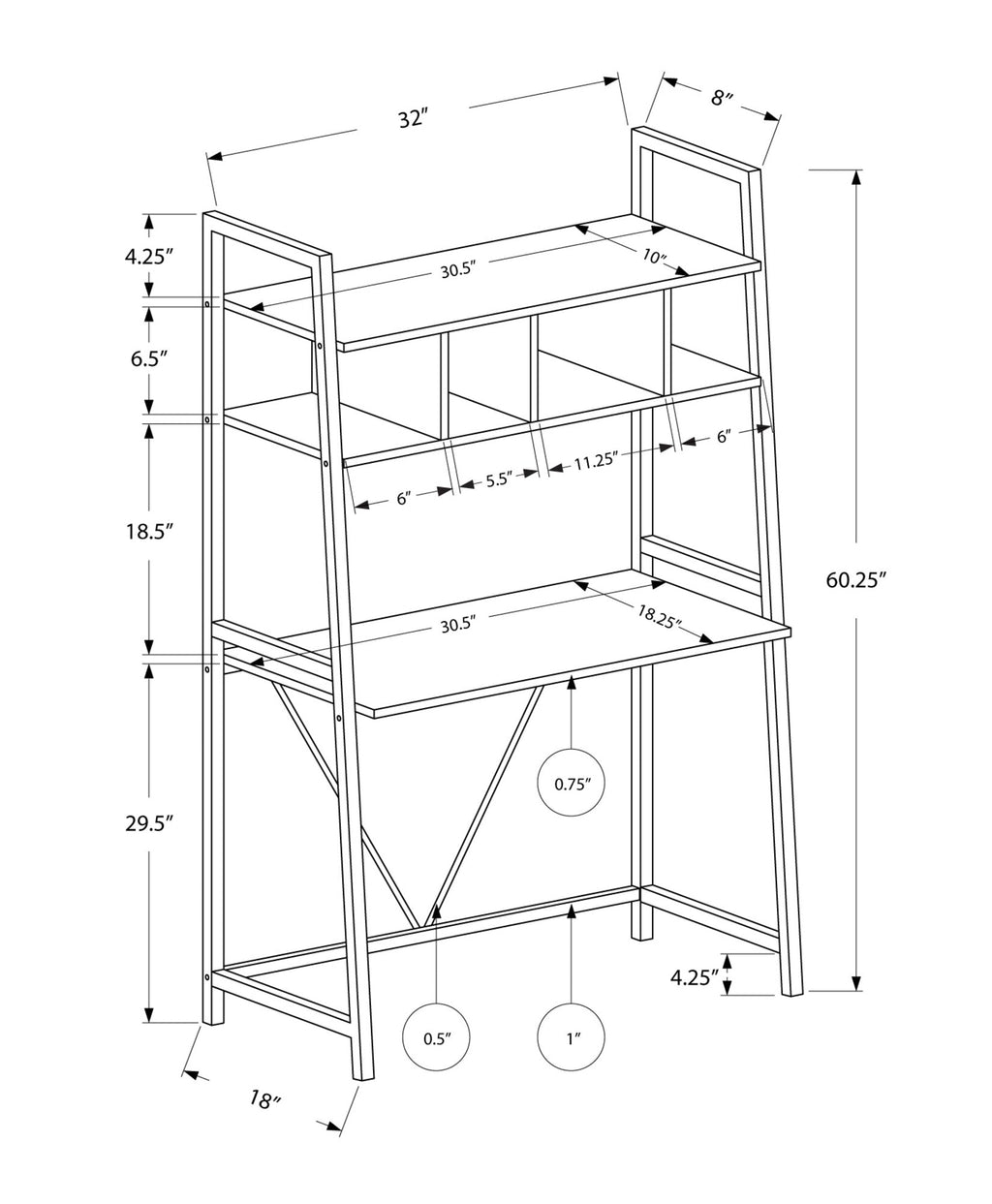 Computer Desk with Storage Shelves