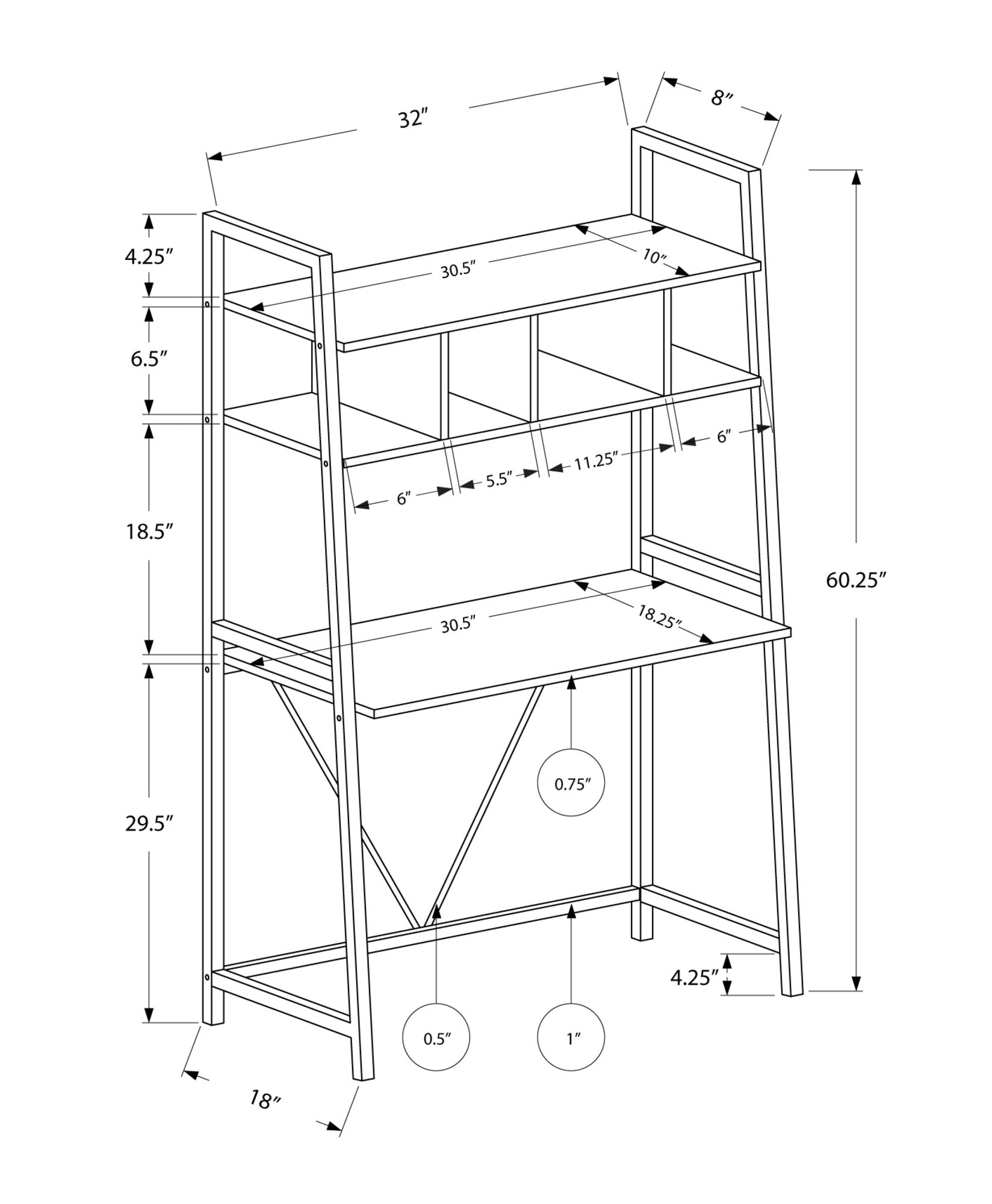Computer Desk with Storage Shelves
