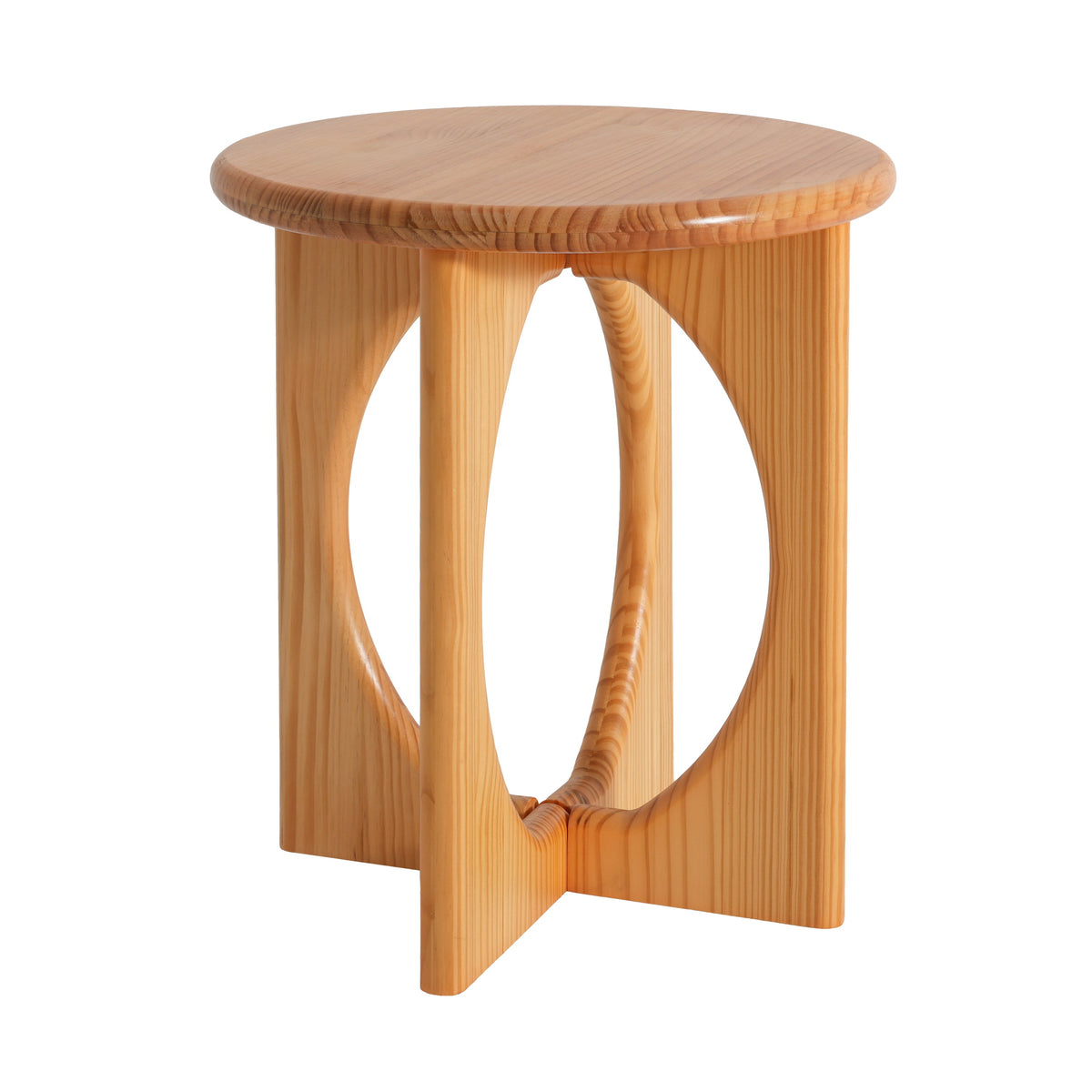 Natural Pine Wood Round End Table