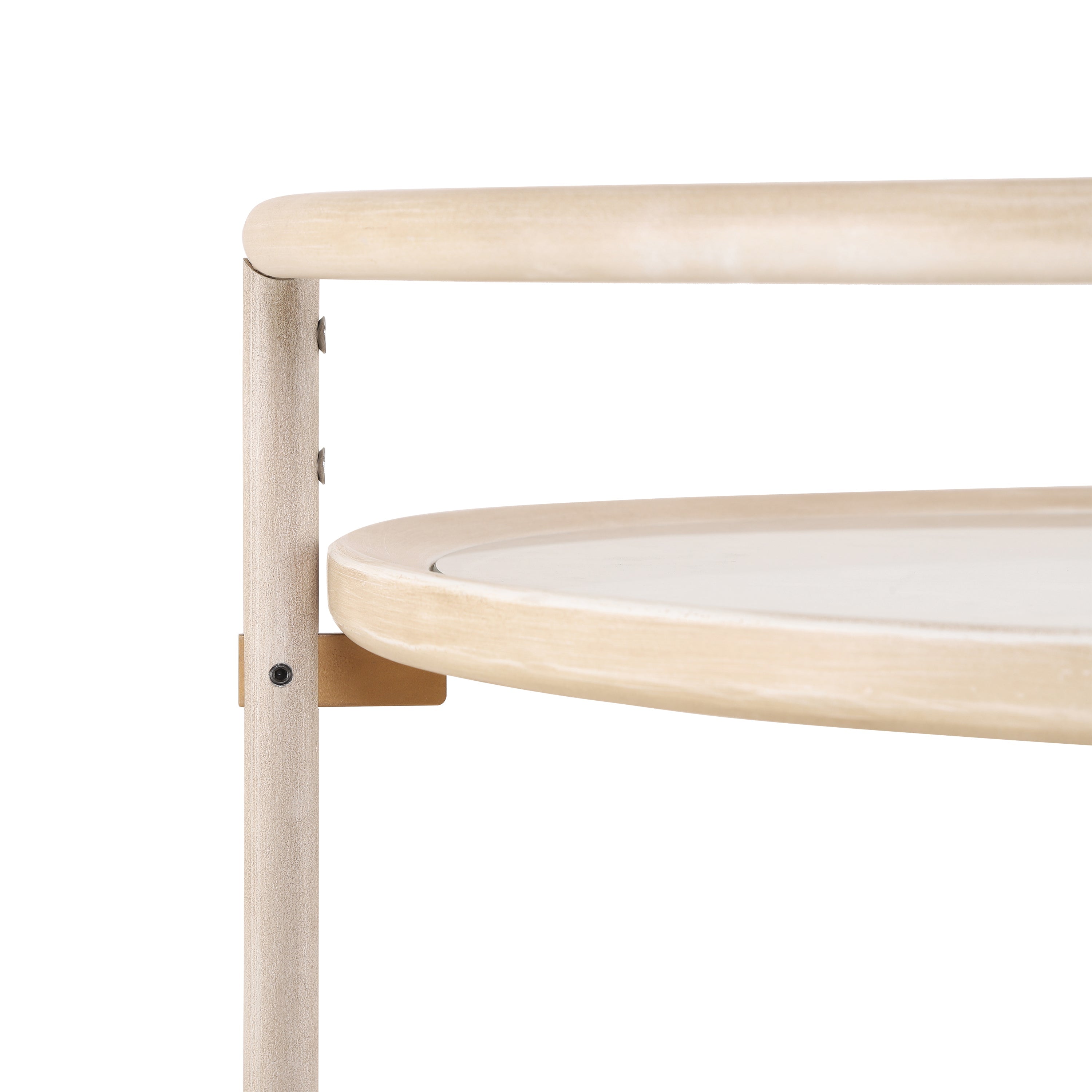 Round Bar Cart with Tempered Glass Shelves