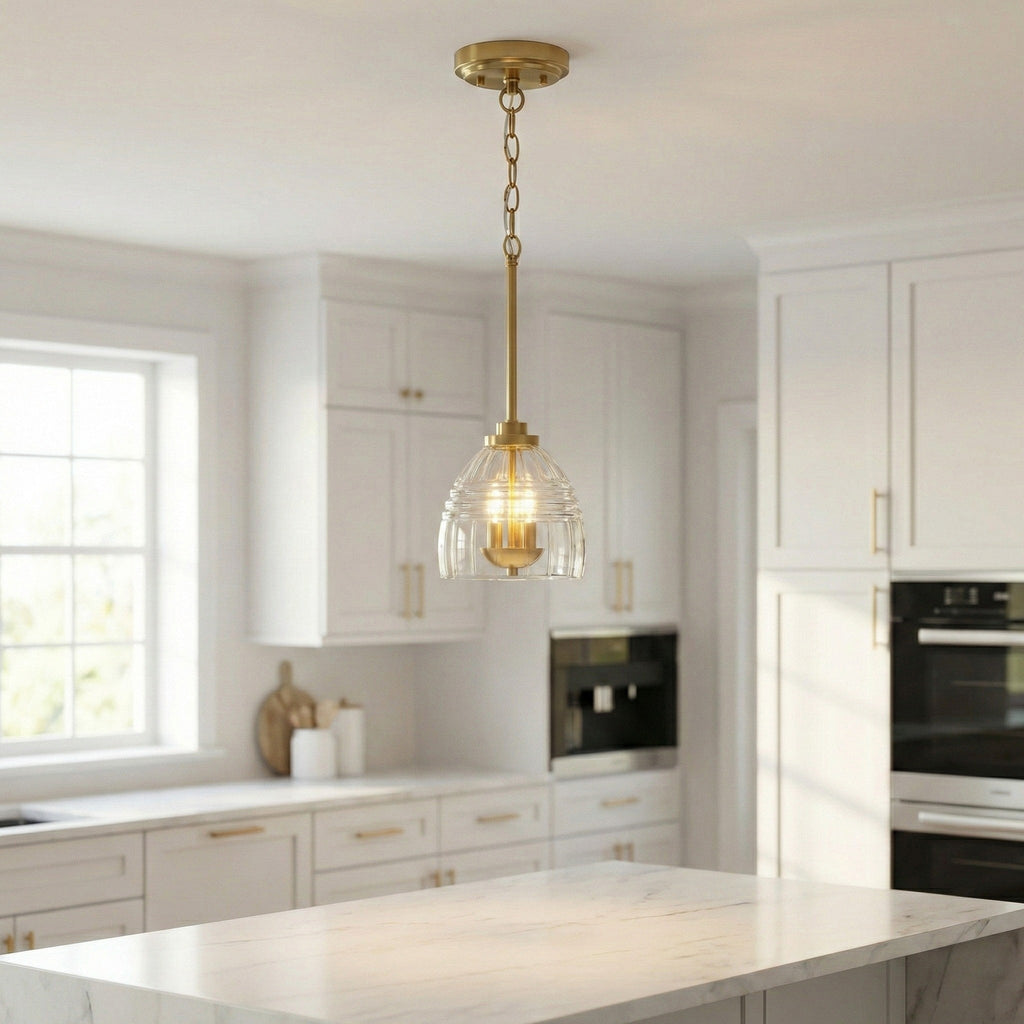 Ember Three Candle Lights Chain Pendant With Clear Glass - Satin