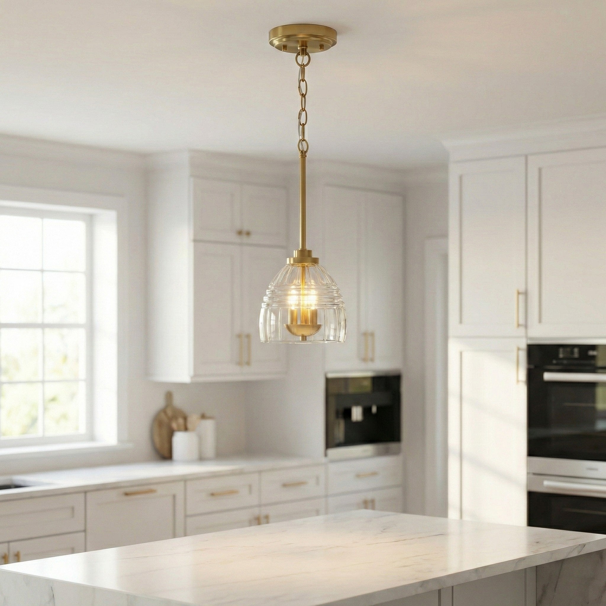 Ember Three Candle Lights Chain Pendant With Clear Glass - Satin