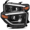 AlphaRex 14-20 Toyota Tundra LUXX LED Proj Headlights Plank Style Alpha Black w/Activ Light/DRL 880804 *Discontinued