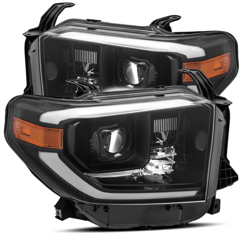 AlphaRex 14-20 Toyota Tundra LUXX LED Proj Headlights Plank Style Alpha Black w/Activ Light/DRL 880804 *Discontinued