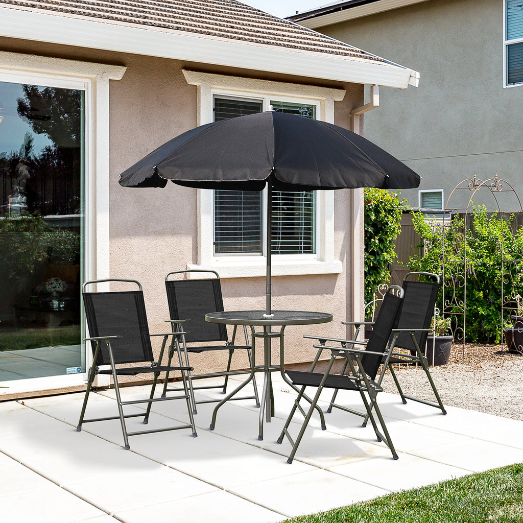 Outsunny 6 Piece Patio Dining Set for 4 with Umbrella