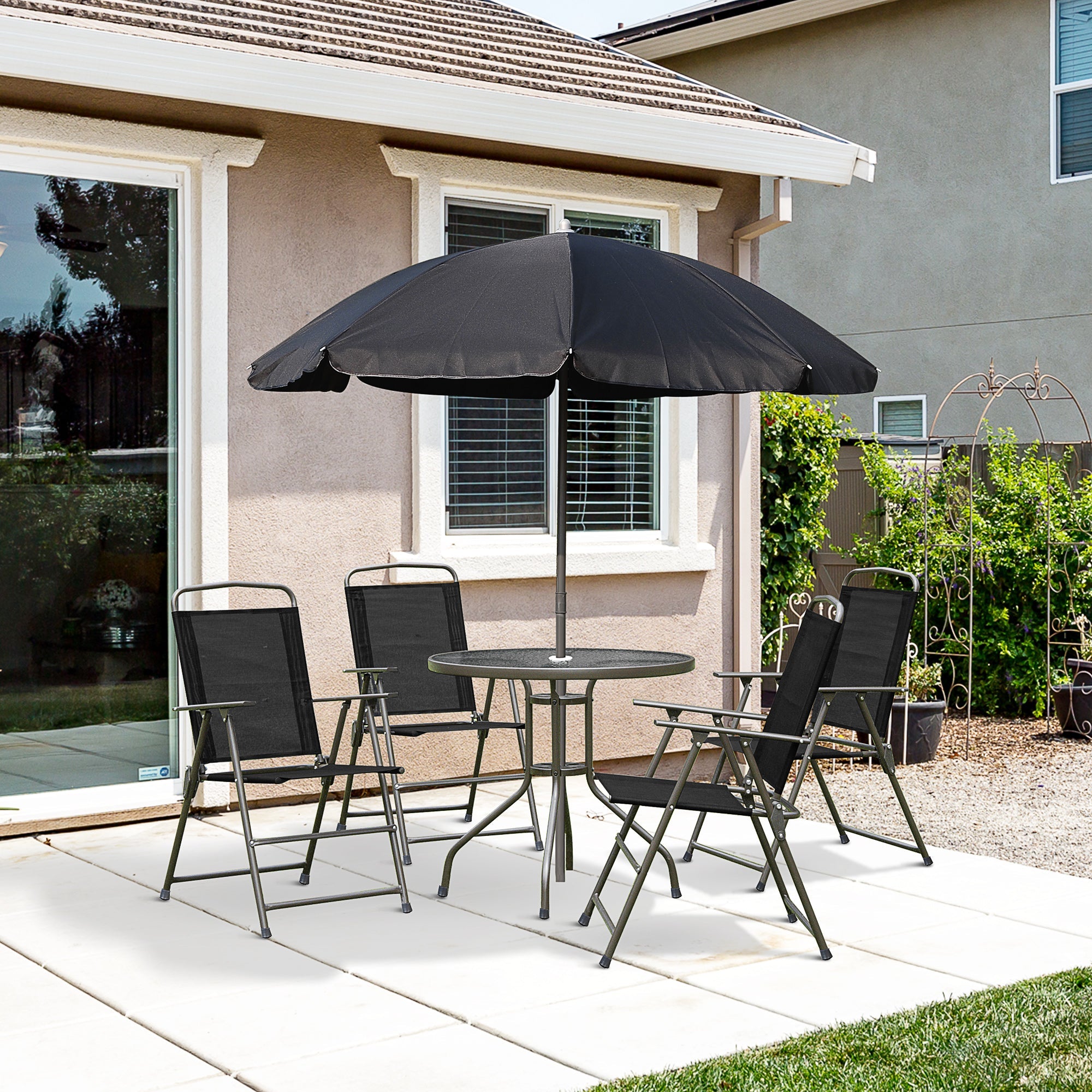 Outsunny 6 Piece Patio Dining Set for 4 with Umbrella
