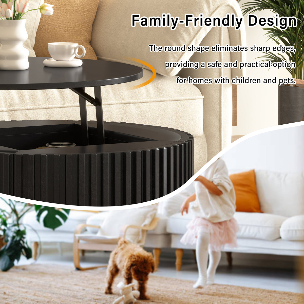 Vibe Haus Round Lift Top Coffee Table