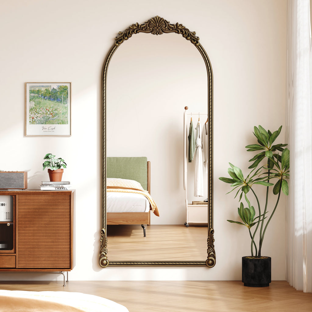 73.03" Arch Oval Vintage Relief Mirror