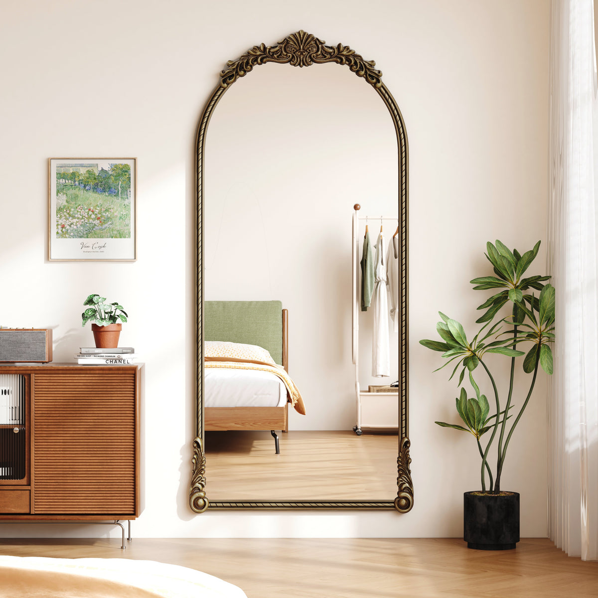73.03" Arch Oval Vintage Relief Mirror