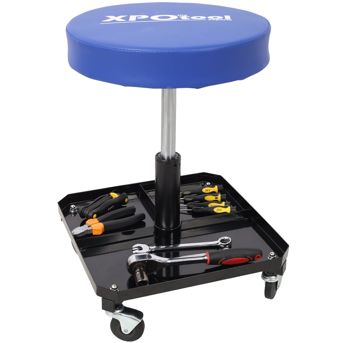 Rolling Pneumatic Creeper Garage Stool with Tool Tray