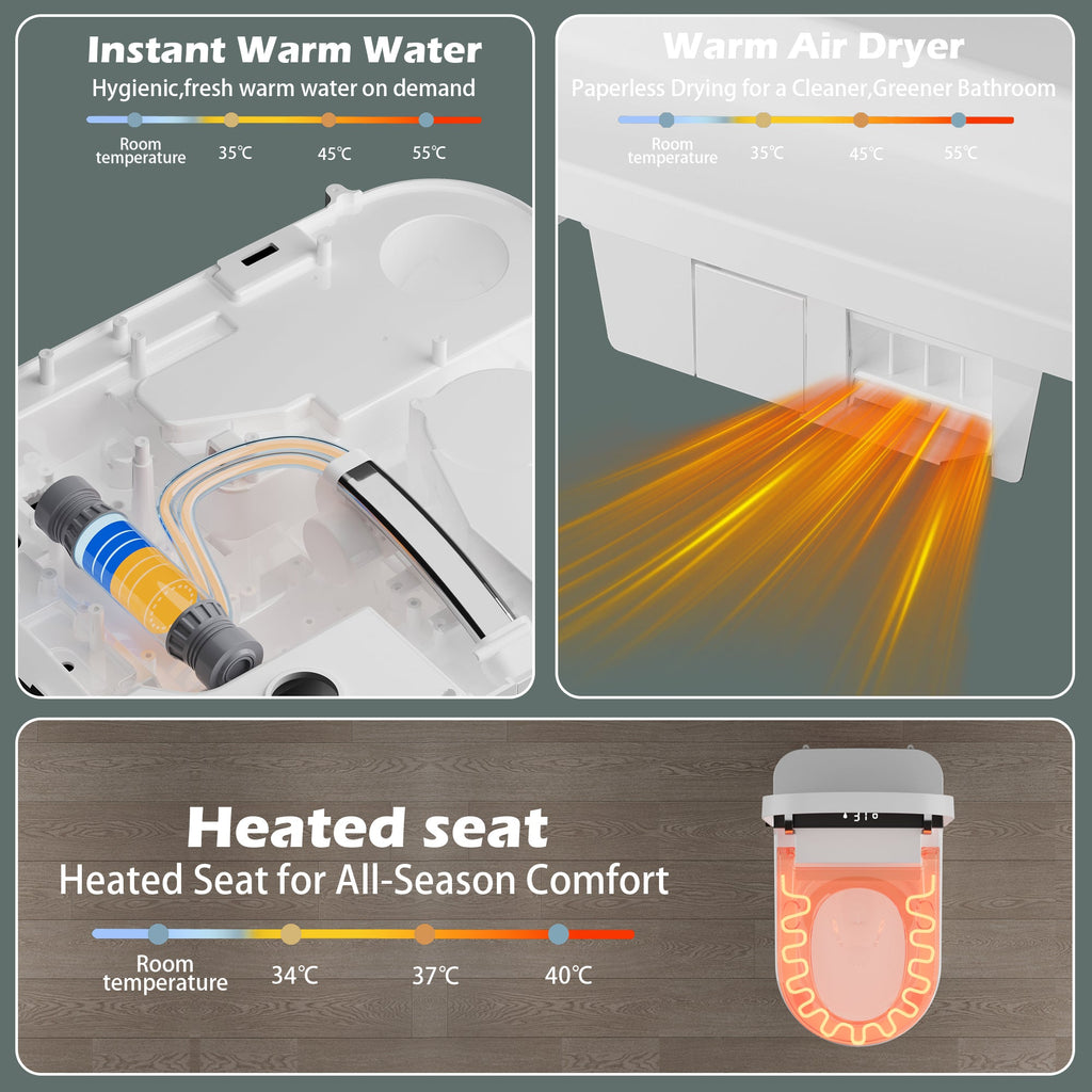 Smart Toilet With Bidet Built-In - White