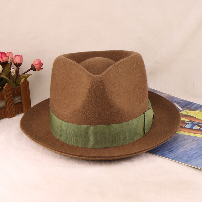 Retro British Wool Top Hat Contrast-color Felt