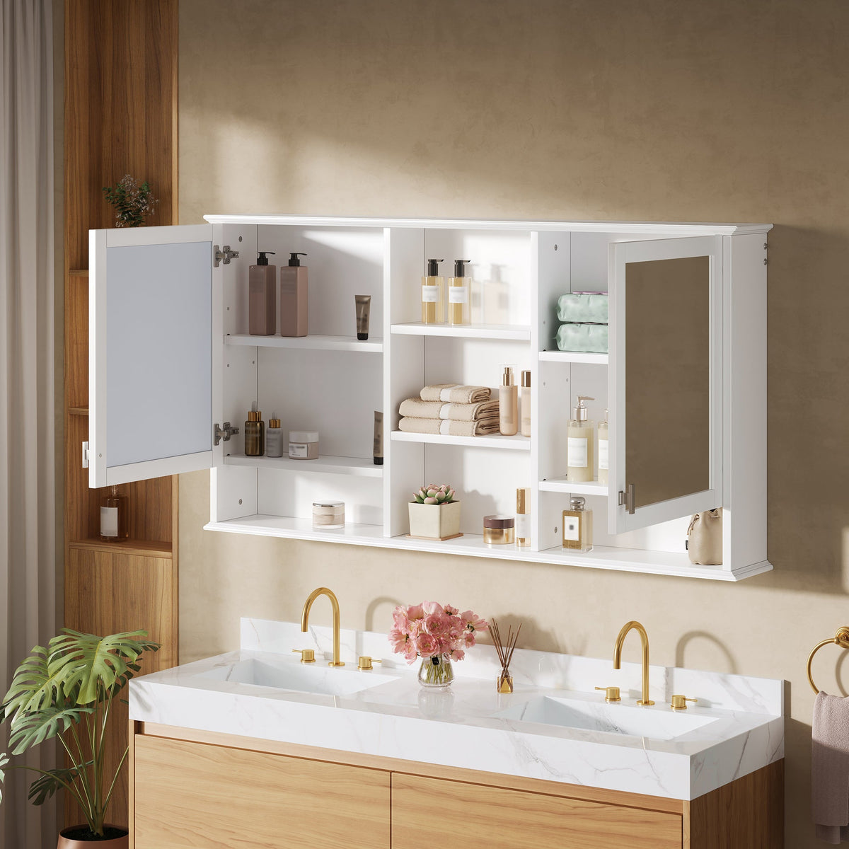 55-Inch Wall-Mount 2-in-1 Mirror Cabinet