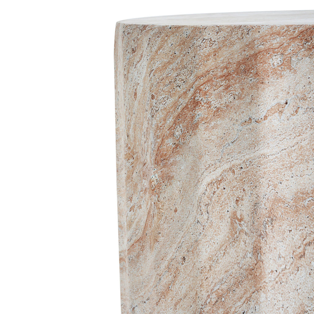 Outdoor/Indoor Lightweight Concrete Side Table - Cylinder Travertine Finish