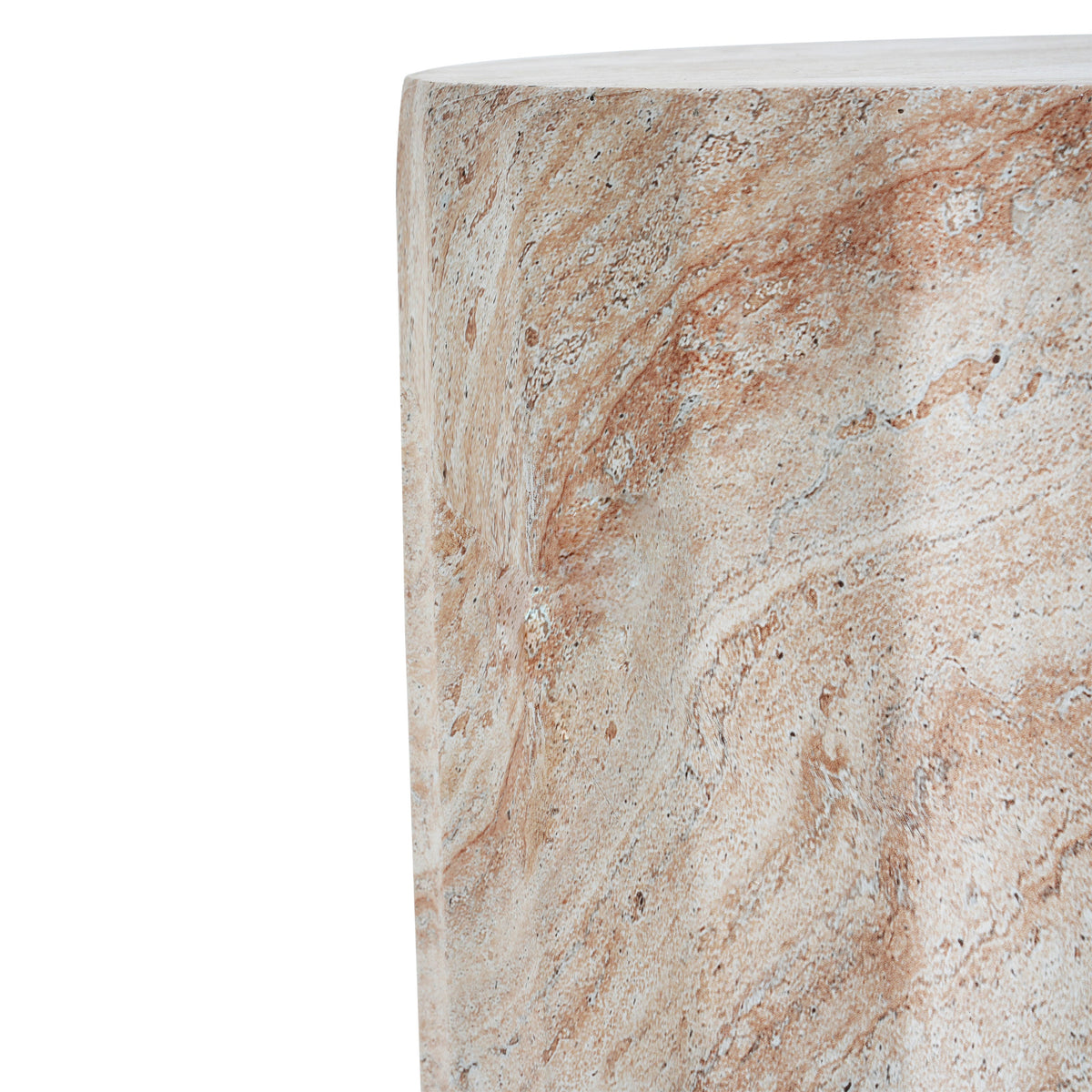 Outdoor/Indoor Lightweight Concrete Side Table - Cylinder Travertine Finish
