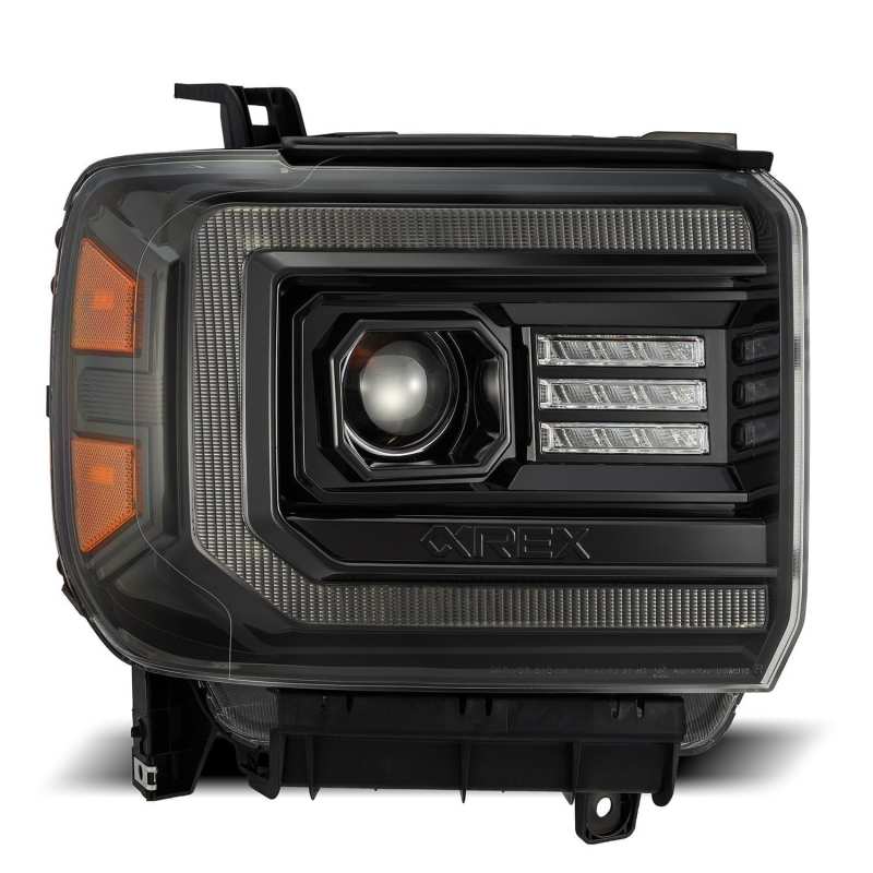 AlphaRex 14-18 GMC Sierra PRO-Series Proj Headlights Plank Alpha Blk w/Activ Light/Seq Signal/DRL 880612 *Discontinued