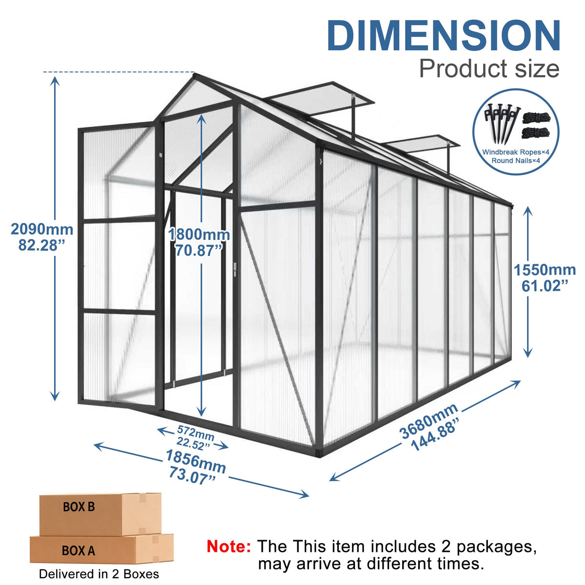 6x12FT Walk-in Outdoor Greenhouse