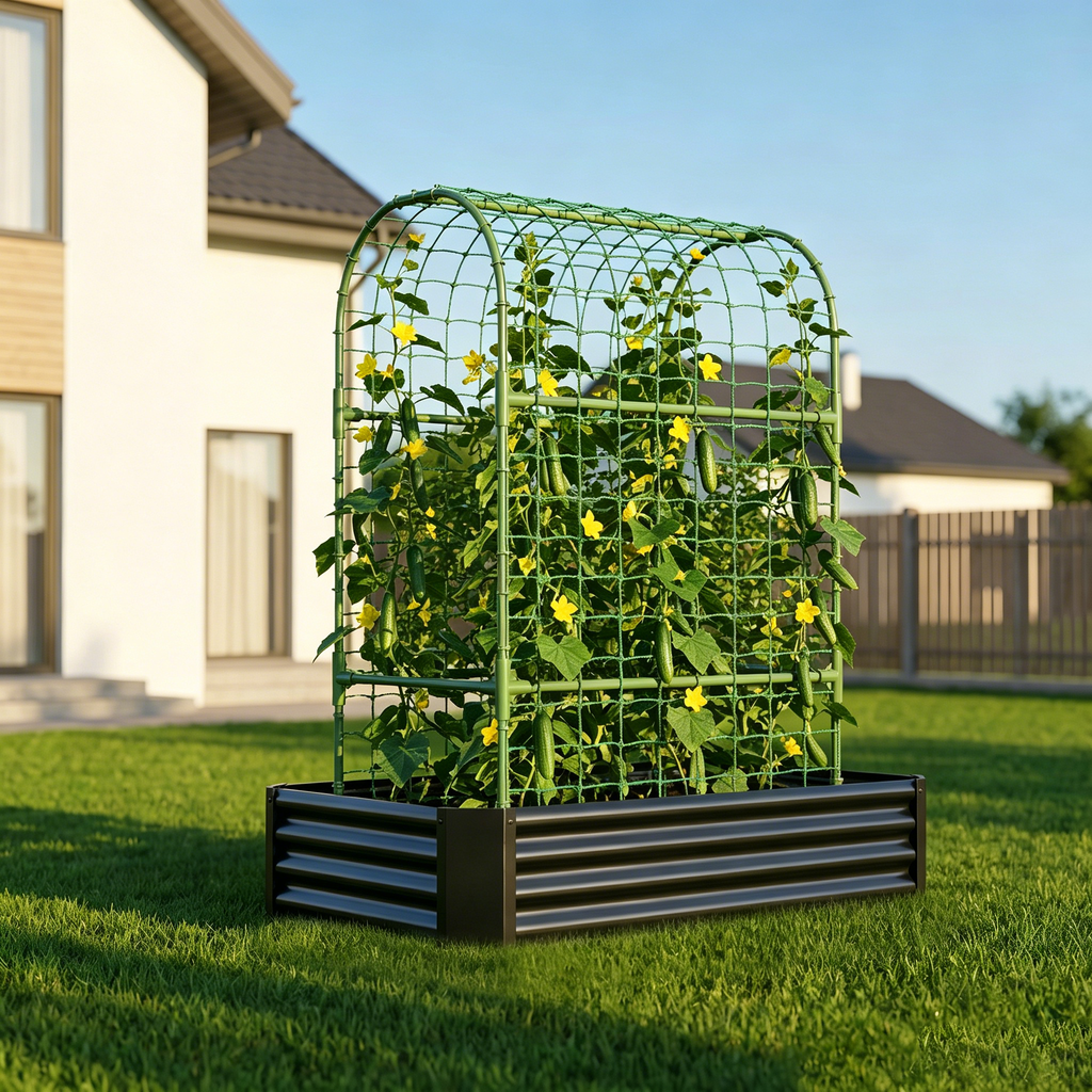 2-in-1 Raised Garden Bed with Trellis