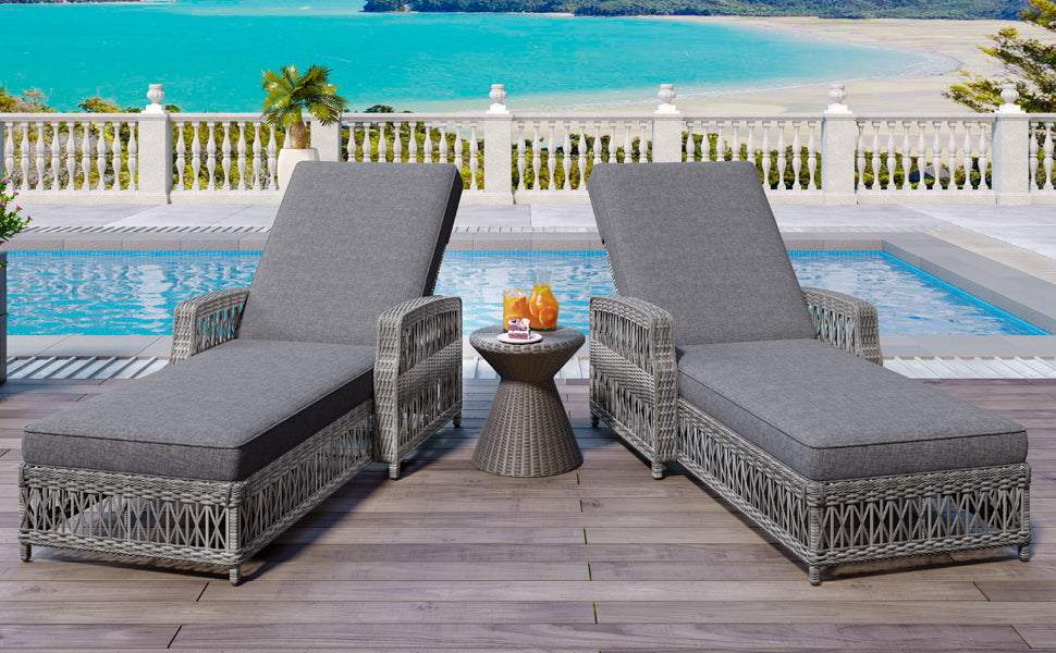 GO 2 Pieces Long Reclining Chaise Lounge Set