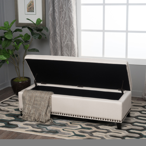 Stylish Tufted Storage Ottoman with Nailhead Trim