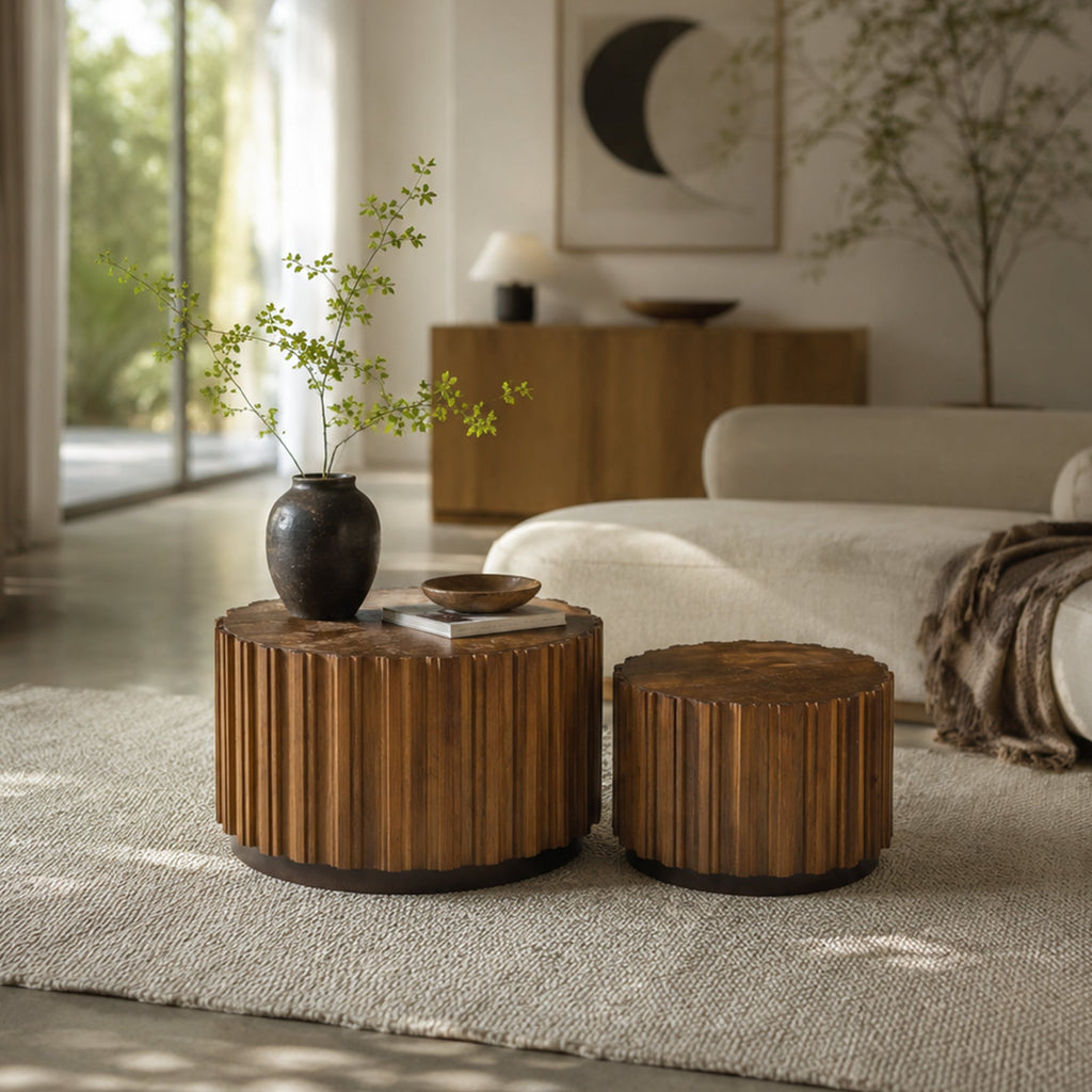 19.7"+27.5" Round Nesting Coffee Table Set of 2