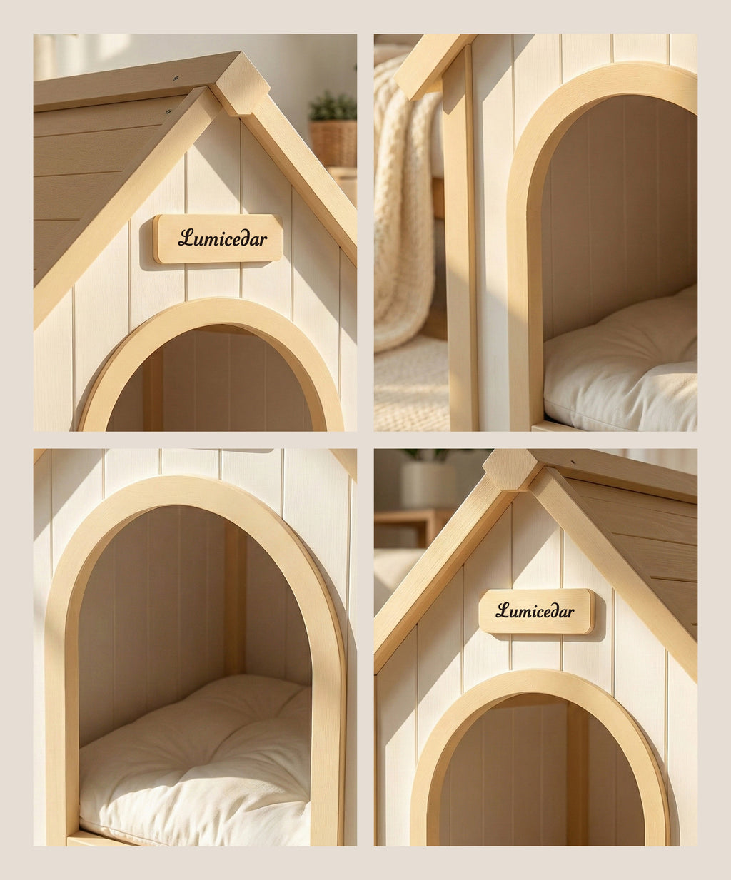 Modern Indoor Wooden Dog House with EVA Cushion