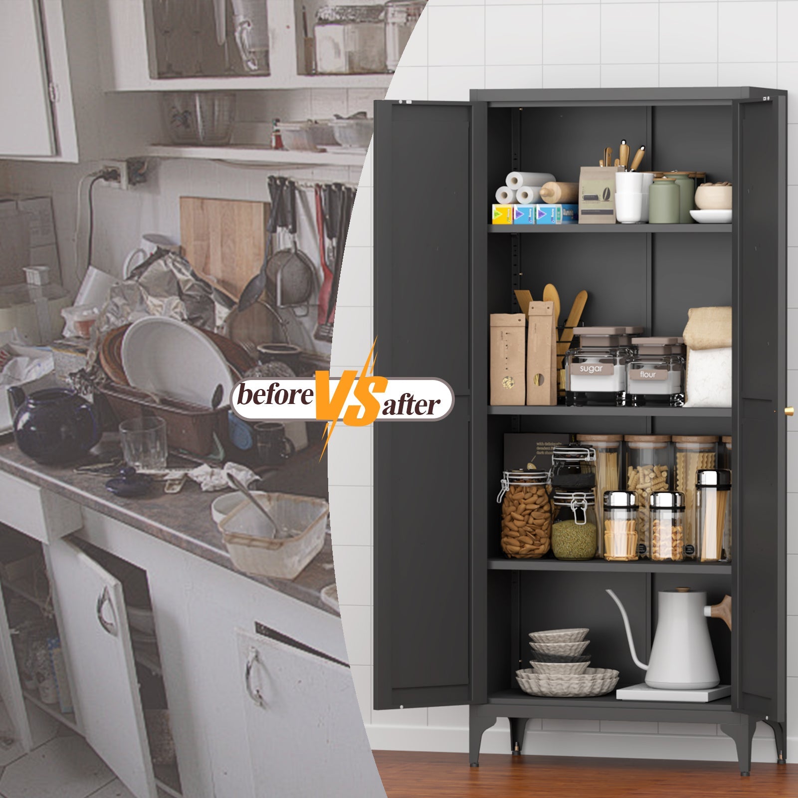 Metal Adjustable 2 Doors Storage Cabinet