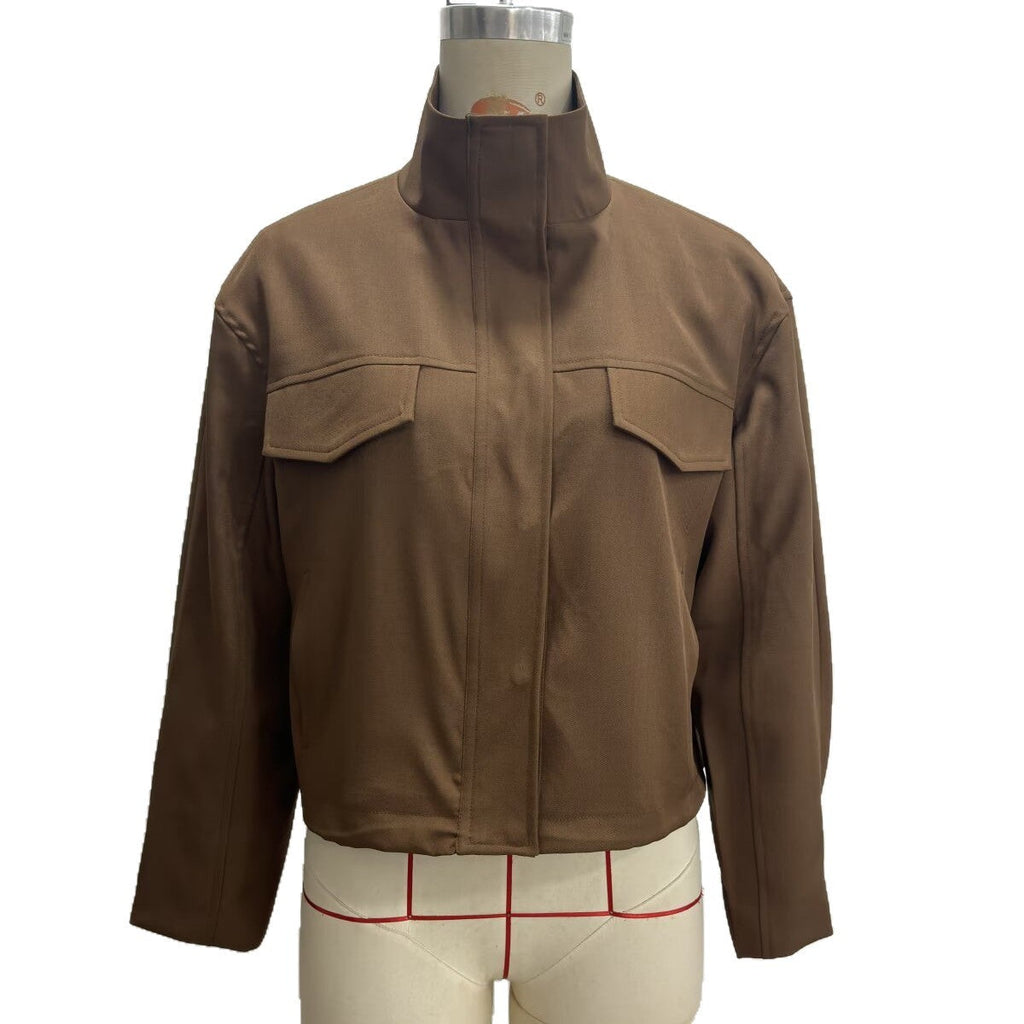 Womens Casual Jacket With A Chimney Collar