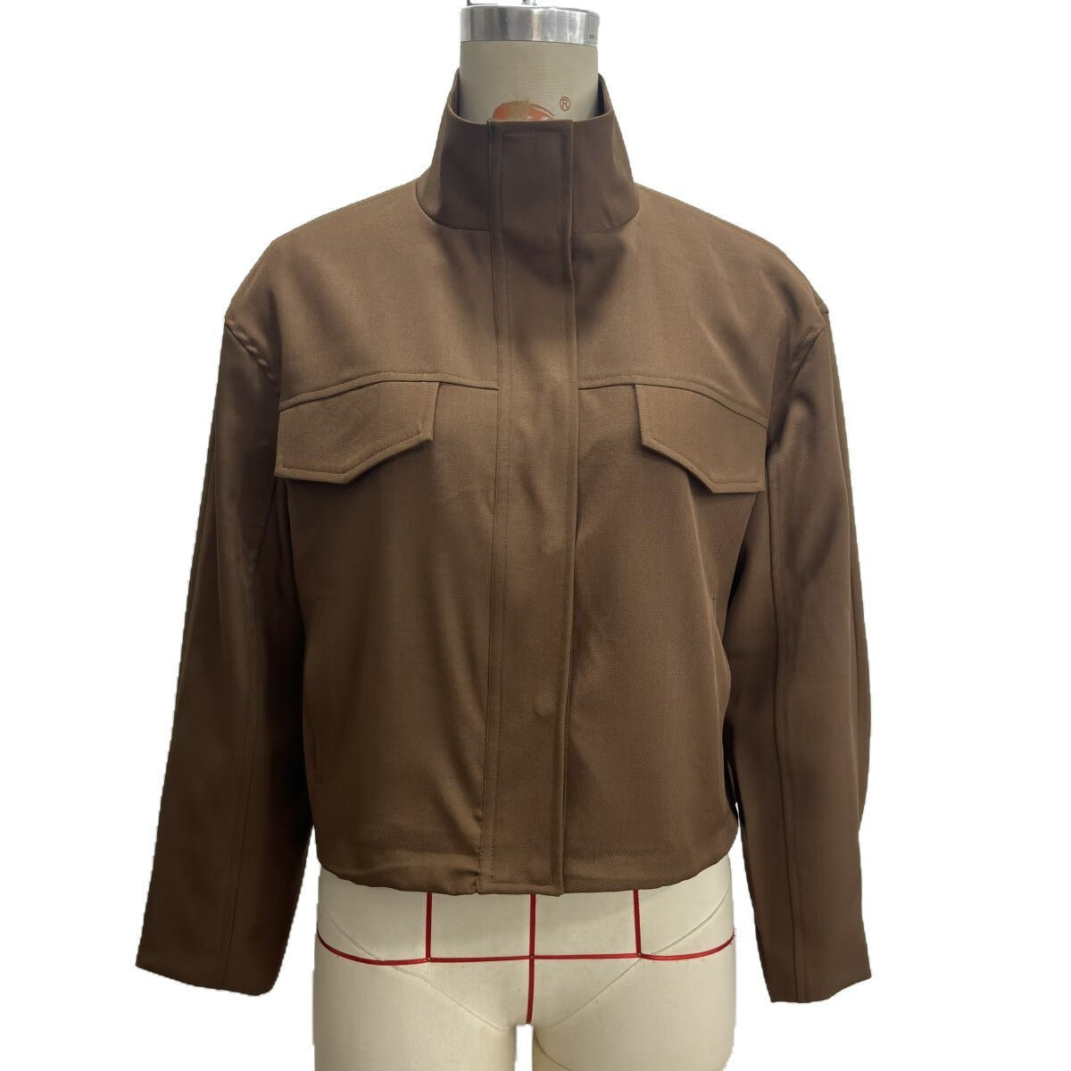 Womens Casual Jacket With A Chimney Collar