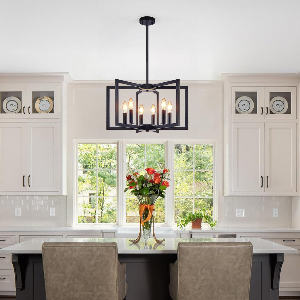 22" Modern Black Geometric Chandelier