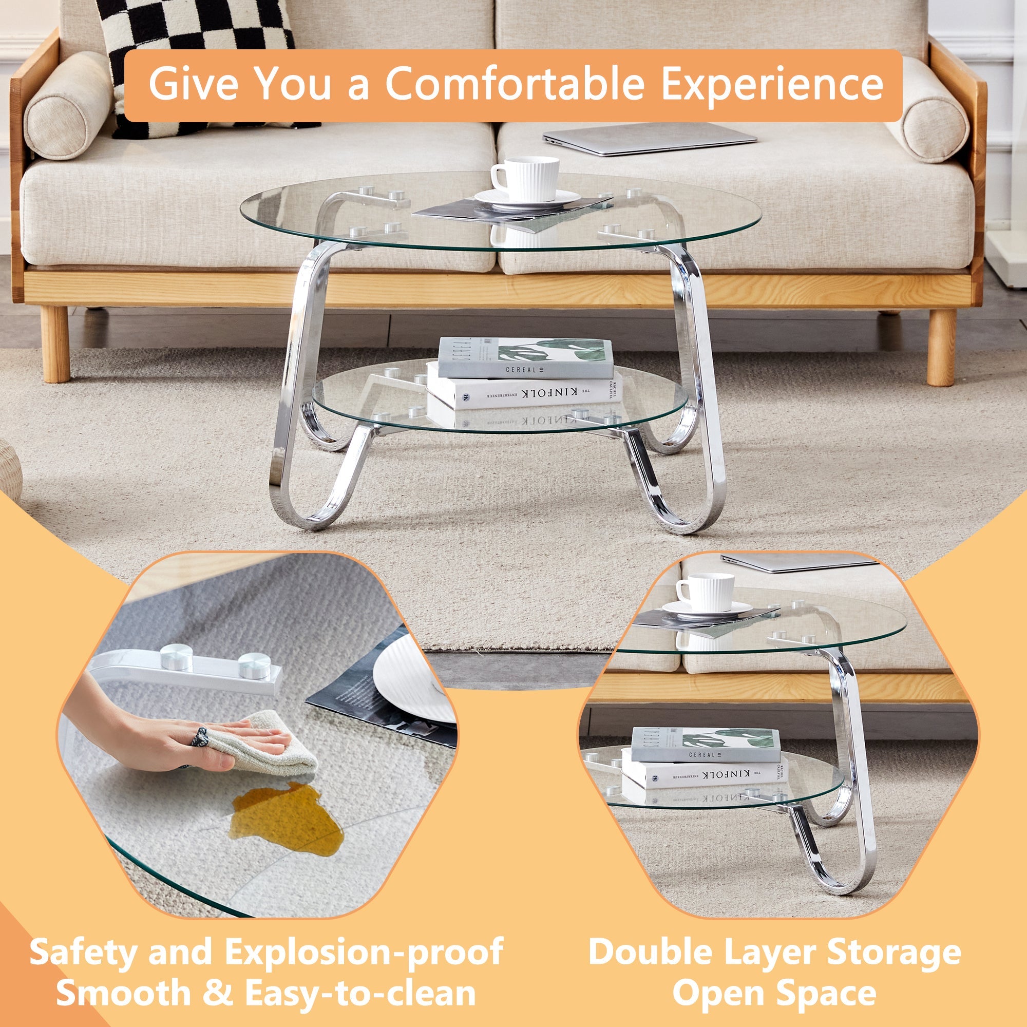 Retro Minimalist Style Metal Frame Coffee Table