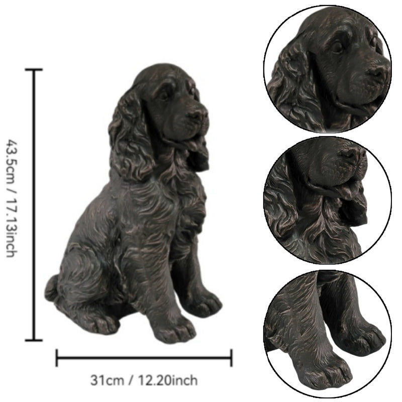 18" Bronze Finish Realistic Sitting Cocker Spaniel Dog Statue
