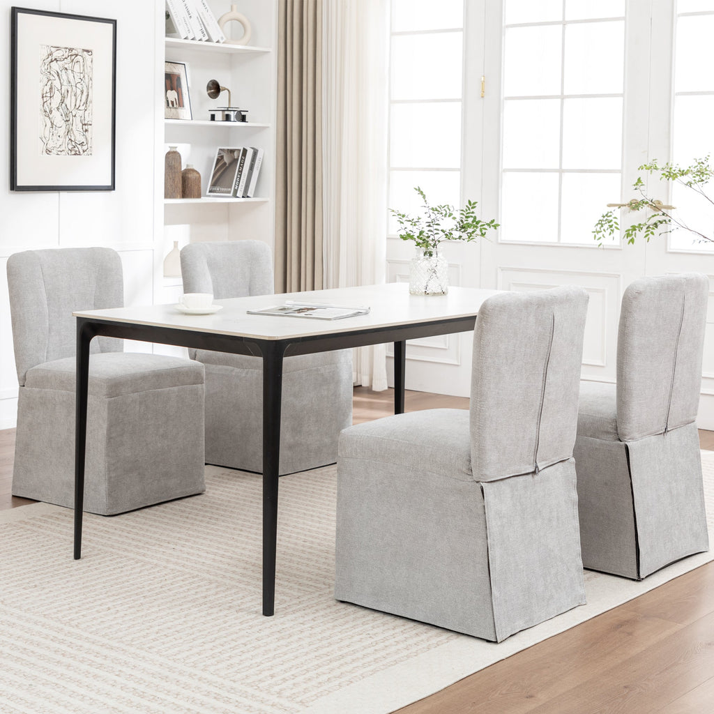 Linen Dining Chairs - Set of 2 Modern Fabric Side Chairs