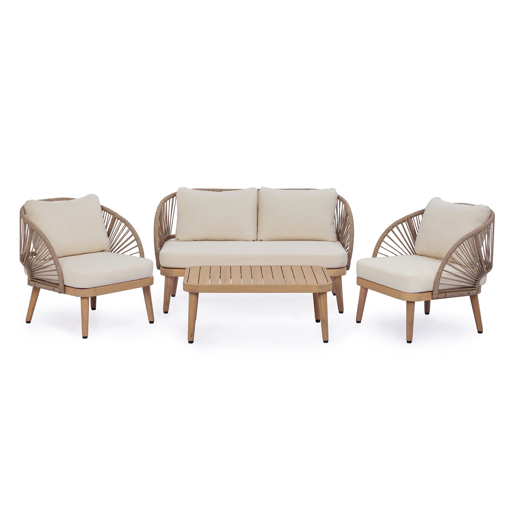 4-Piece Acacia Wood Patio Seating Set