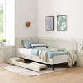 Twin Size Upholstered Platform Bed Frame with 2 Storage Drawers