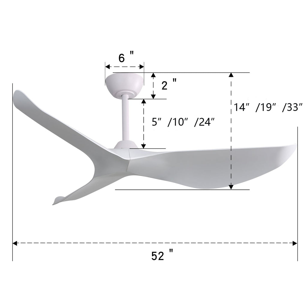 52 Inch Indoor Ceiling Fan Without Light