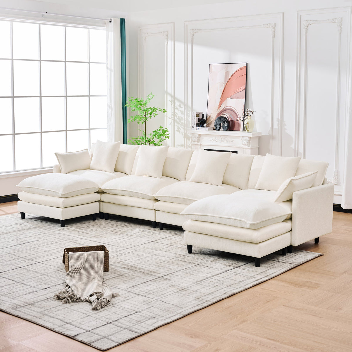 140.9-Inch U-Shaped Modular Sectional Sofa
