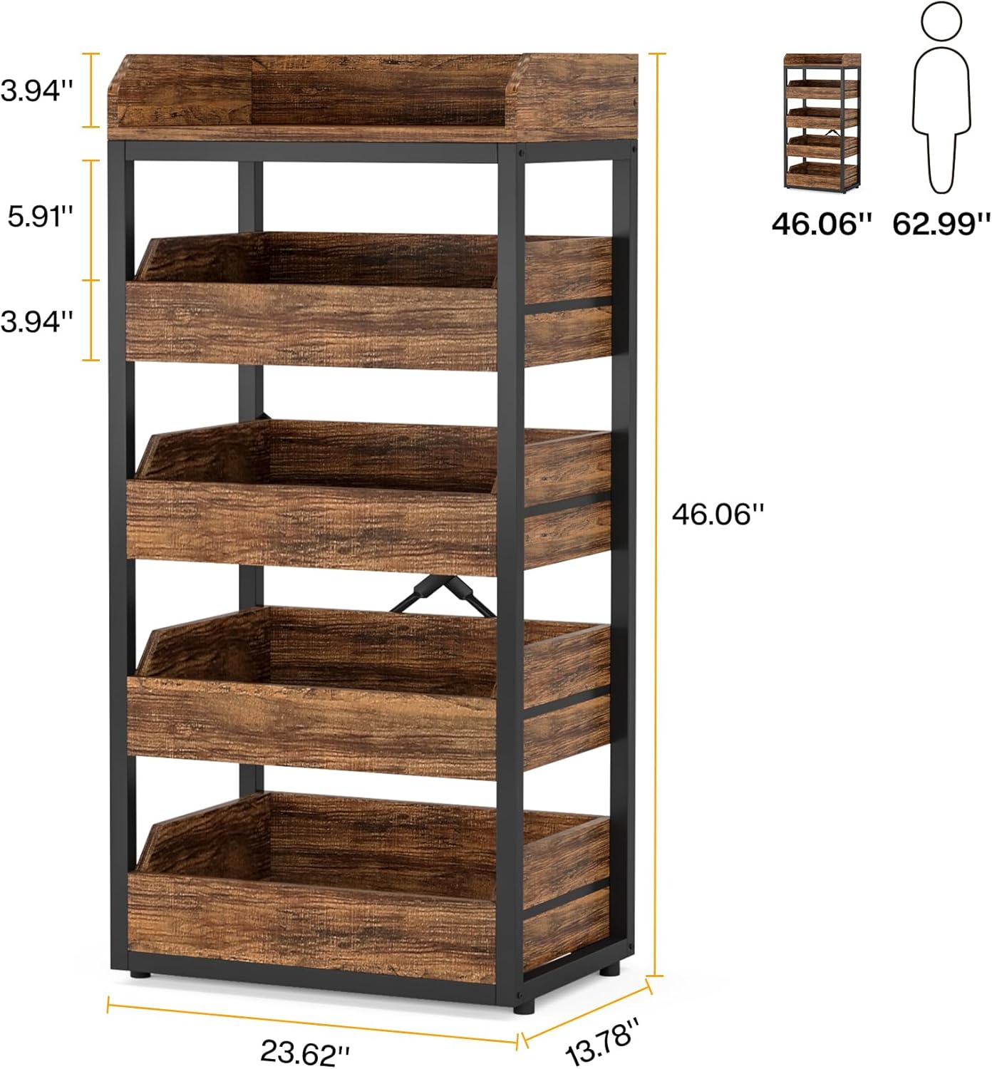 46.06” Tall 5-Tier Rustic Storage Rack