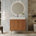 Mid-Century Freestanding Bathroom Vanity with Faux Marble Top